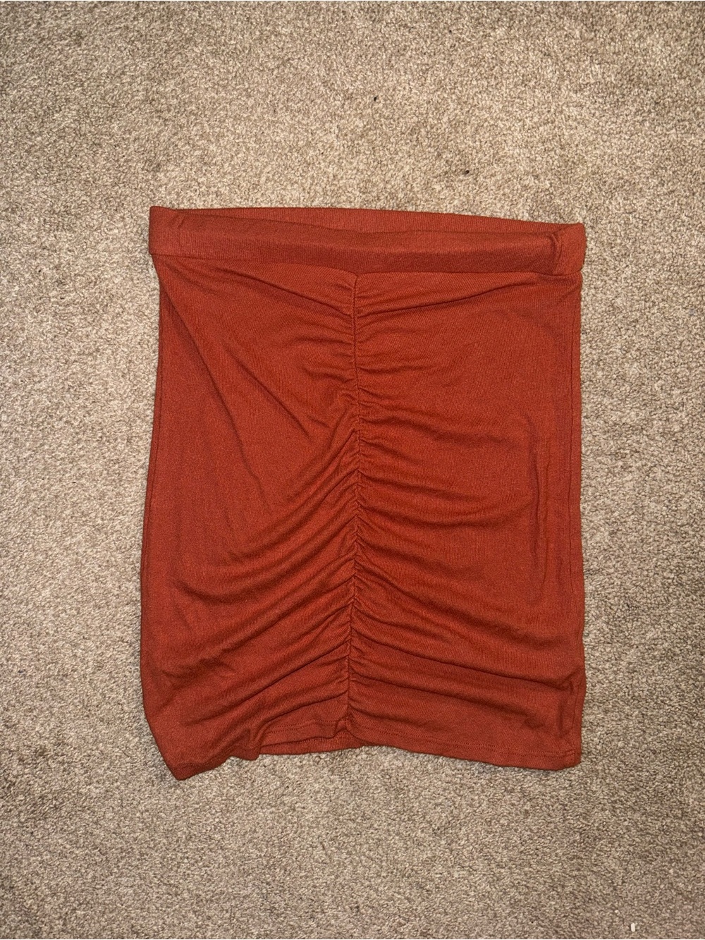 Blue Blush Rust Ruched Mini Skirt